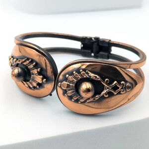 Vintage Mid-century Unsigned Matisse Renoir Clamper Bracelet Cuff Copper